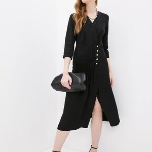 Elegant Black Button-Detail Dress
